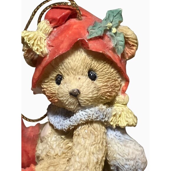 Bear Christmas Ornament Priscilla Hillman 1992 Hamilton Red Hat and Boots - Picture 2 of 8